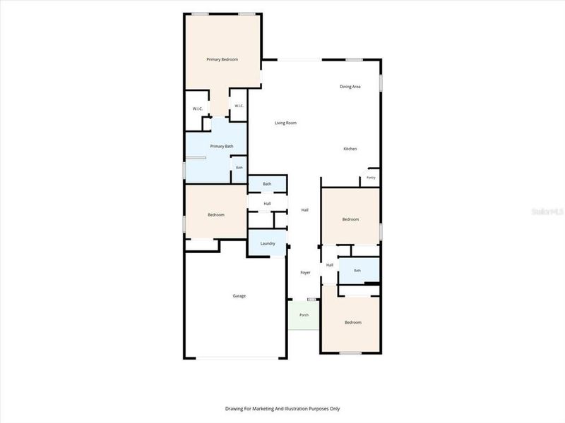 2D floor plan layout of this home in Woodcreek, Wesley Chapel, FL (Image 5).