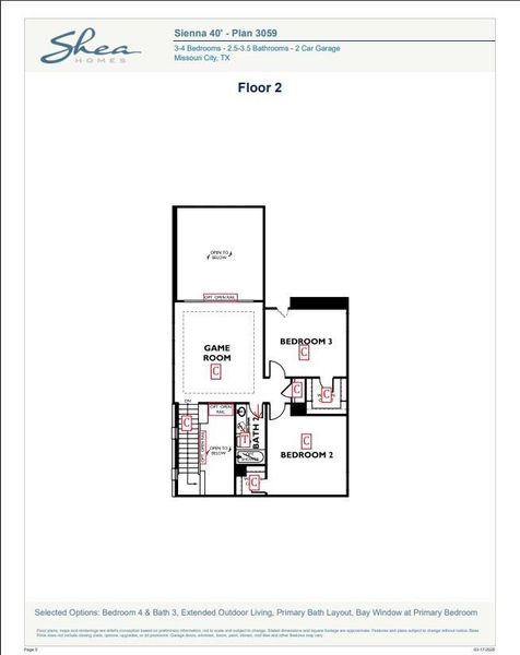 2D floor plan layout of this home in Woodhavyn 40', Magnolia, TX (Image 2).