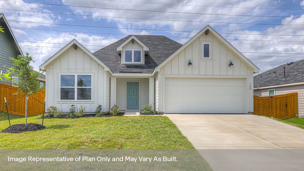 Front exterior of a new home in Trace, San Marcos, TX, highlighting curb appeal (Image 1). Front exterior of a new home in Trace, San Marcos, TX, highlighting curb appeal (Image 1).