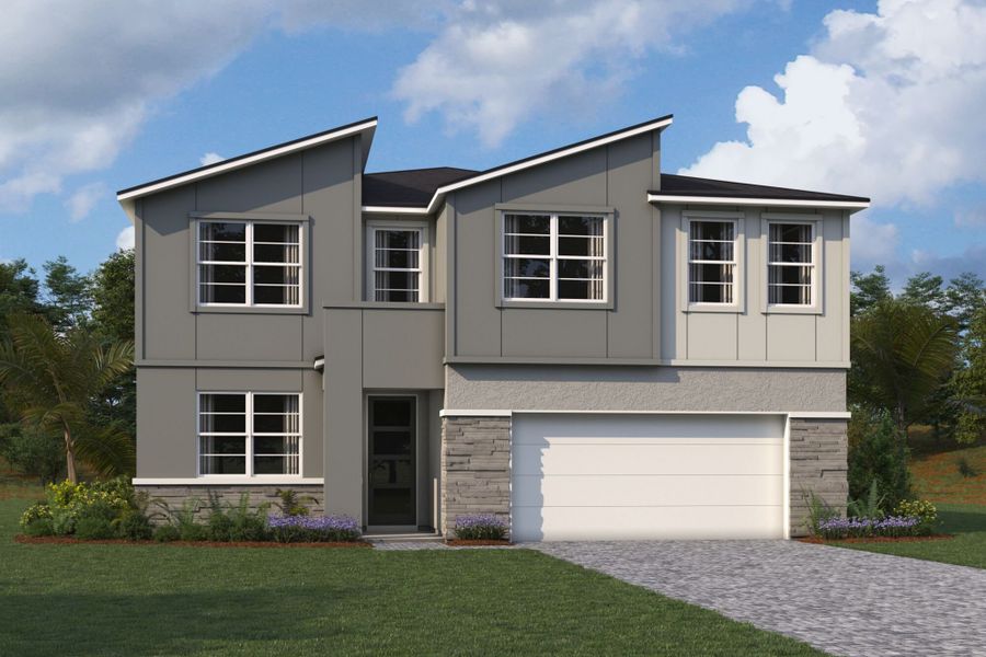 Representative exterior photo of a completed home built from the Voyageur by Mattamy Homes in Crosswind Ranch, Parrish, FL (Image 6).