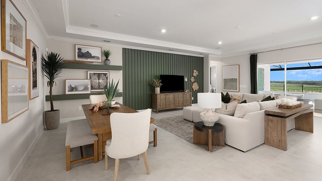 Representative furnished interior of a home built from the Pallazio II by Taylor Morrison in Esplanade at McKinnon Groves, Winter Garden (Image 4). Representative furnished interior of a home built from the Pallazio II by Taylor Morrison in Esplanade at McKinnon Groves, Winter Garden (Image 4).