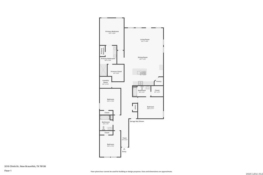 2D floor plan layout of this home in Sky Ranch, New Braunfels, TX (Image 3).