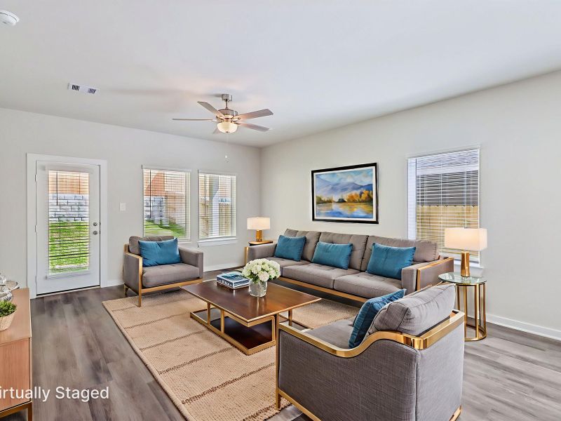 Furnished interior view inside a new home in Granger Pointe - Traditional Series, Conroe (Image 4). Furnished interior view inside a new home in Granger Pointe - Traditional Series, Conroe (Image 4).