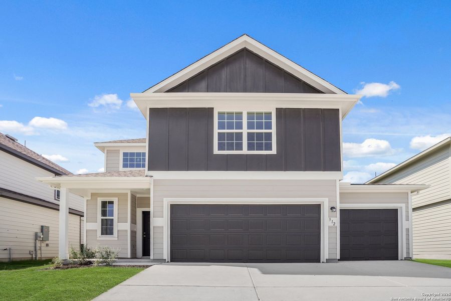 Front exterior of a new home in Swenson Heights, Seguin, TX, highlighting curb appeal (Image 20). Front exterior of a new home in Swenson Heights, Seguin, TX, highlighting curb appeal (Image 20).
