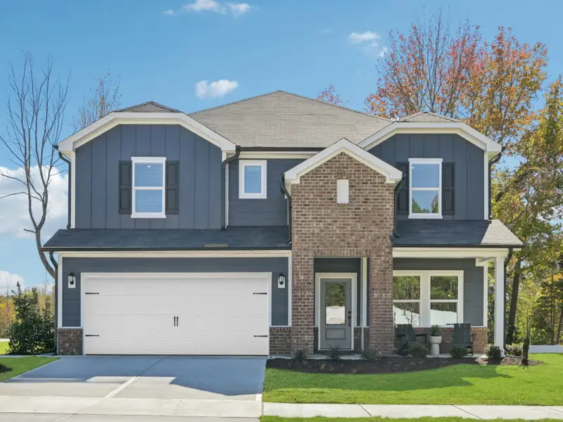 Representative exterior photo of a completed home built from the Johnson by Meritage Homes in Watkins Glen, Raleigh, NC (Image 1).