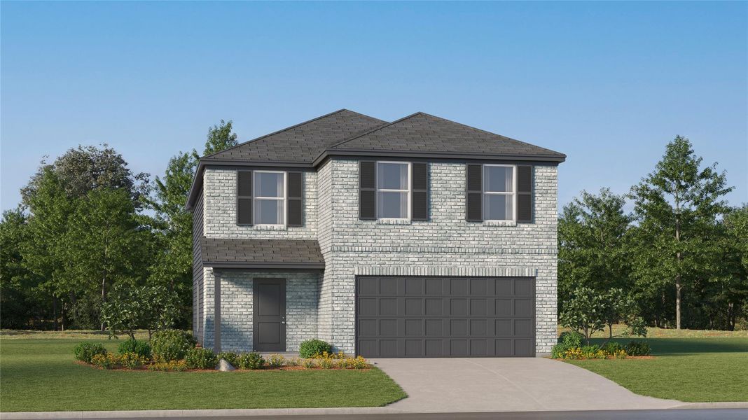Front exterior of a new home in Firefly Pointe, Hutto, TX, highlighting curb appeal (Image 23).