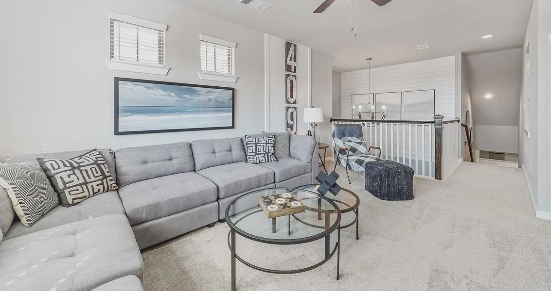 Representative furnished interior of a home built from the Gianna by Chesmar Homes in Jordan Ranch 55's, Fulshear (Image 12). Representative furnished interior of a home built from the Gianna by Chesmar Homes in Jordan Ranch 55's, Fulshear (Image 12).