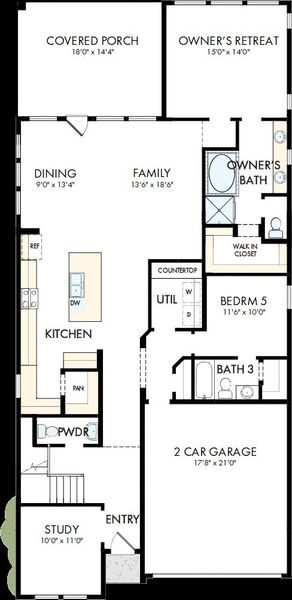 2D floor plan layout of this home in Jubilee - Reserve Collection, Hockley, TX (Image 3).