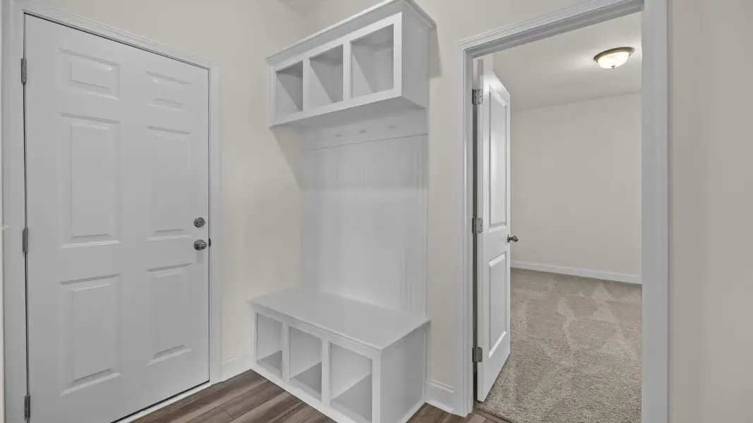 Convenient built-in drop zone in the Norris Design by DRB Homes in Lakeside Glen in York, SC Convenient built-in drop zone in the Norris Design by DRB Homes in Lakeside Glen in York, SC