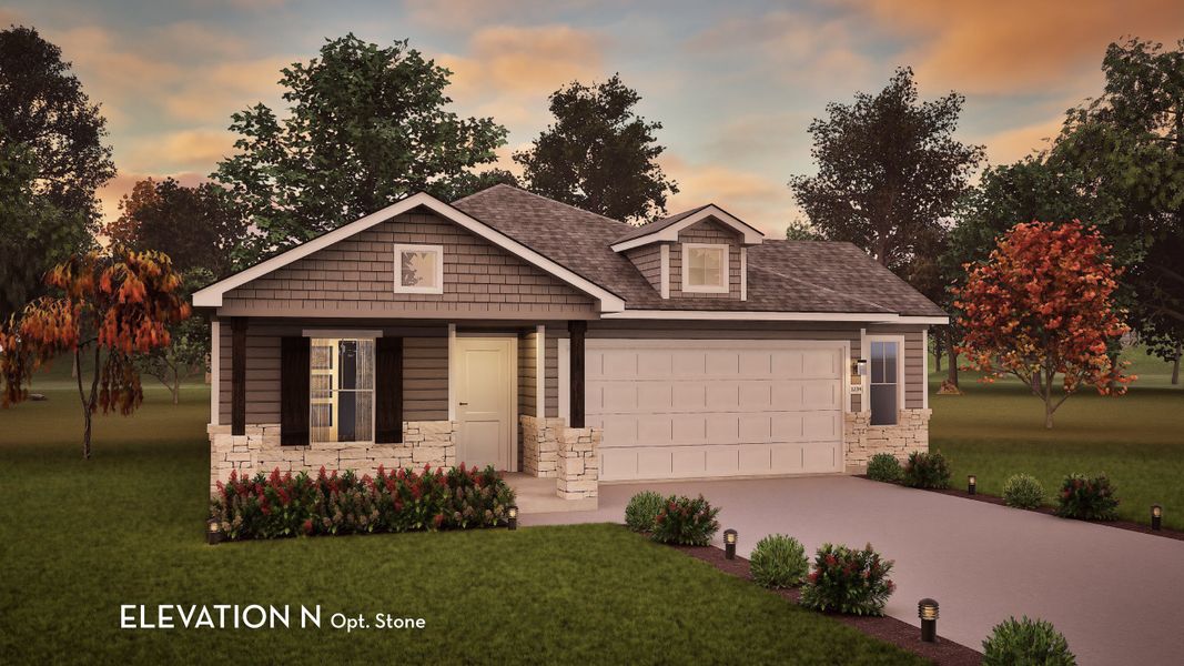 Representative exterior photo of a completed home built from the Aquila by CastleRock Communities in Swenson Heights, Seguin, TX (Image 17). Representative exterior photo of a completed home built from the Aquila by CastleRock Communities in Swenson Heights, Seguin, TX (Image 17).