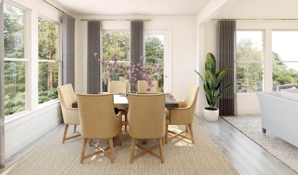 Cozy dining area with gorgeous flooring