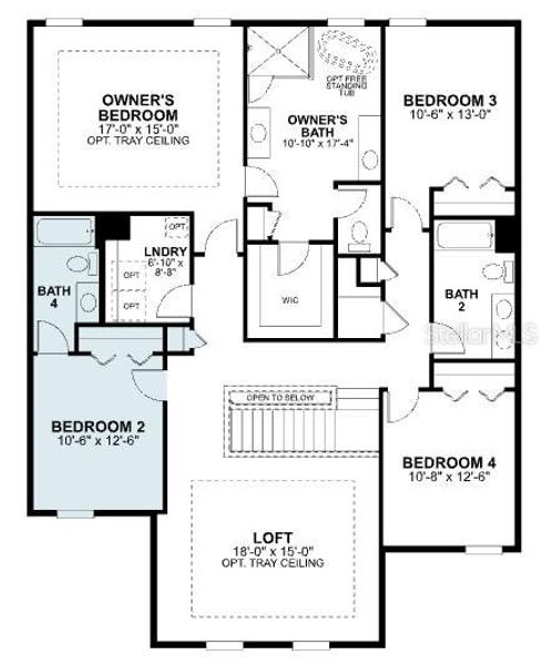2D floor plan layout of this home in Eden at Crossprairie, St. Cloud, FL (Image 2).