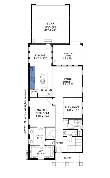 2D floor plan layout for the Santorini - Heritage Series | 40' Wide Lots by ICI Homes in Laureate Park, Orlando, FL (Image 3).