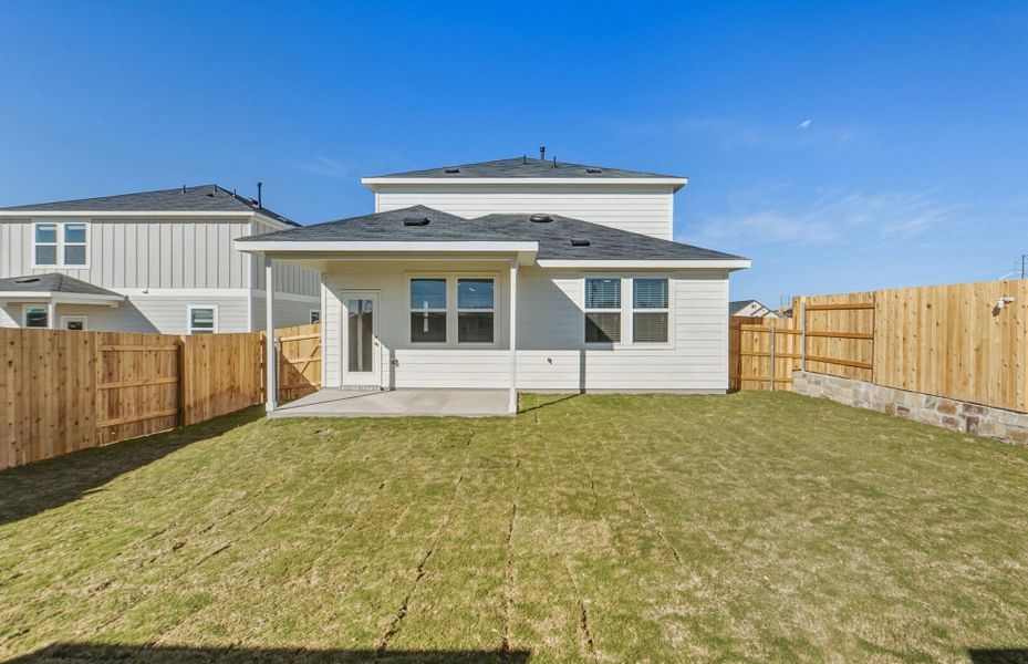 Exterior details and patio area of a home in Sunfield, Buda (Image 28). Exterior details and patio area of a home in Sunfield, Buda (Image 28).