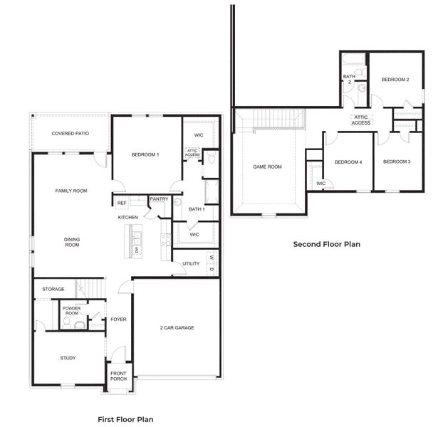 2D floor plan layout for the Perry by D.R. Horton in Bel Air Village, Sherman, TX (Image 3).