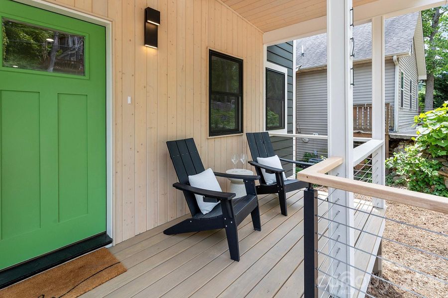 Exterior details and patio area of a home in , Asheville (Image 24).