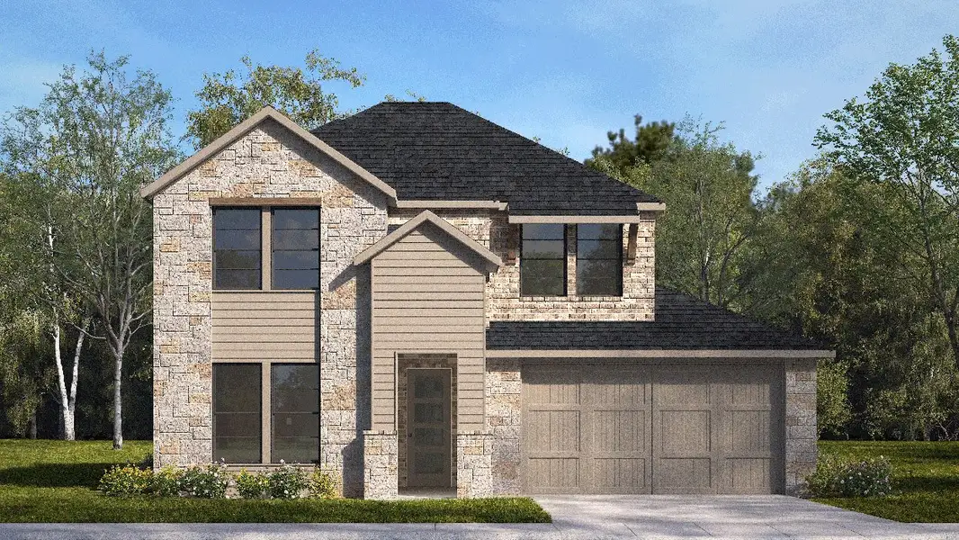Representative exterior photo of a completed home built from the Galena by D.R. Horton in Morning Ridge, Princeton, TX (Image 2). Representative exterior photo of a completed home built from the Galena by D.R. Horton in Morning Ridge, Princeton, TX (Image 2).