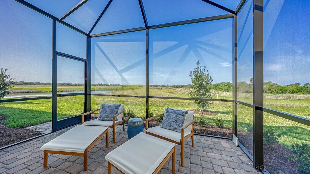 Exterior details and patio area of a home in Vistera of Venice, Nokomis (Image 20).