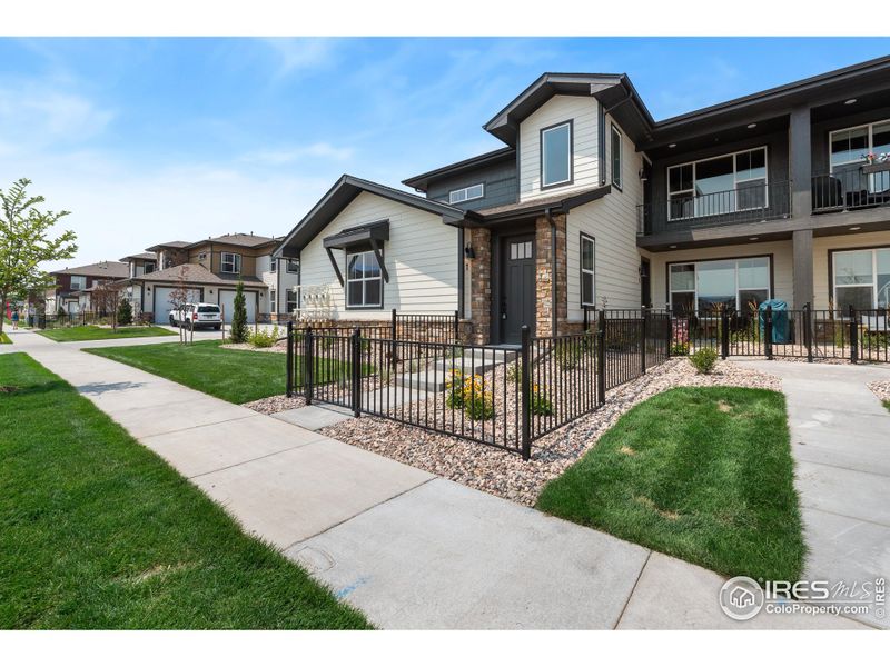 Exterior of building. Large, fenced area out your front door!