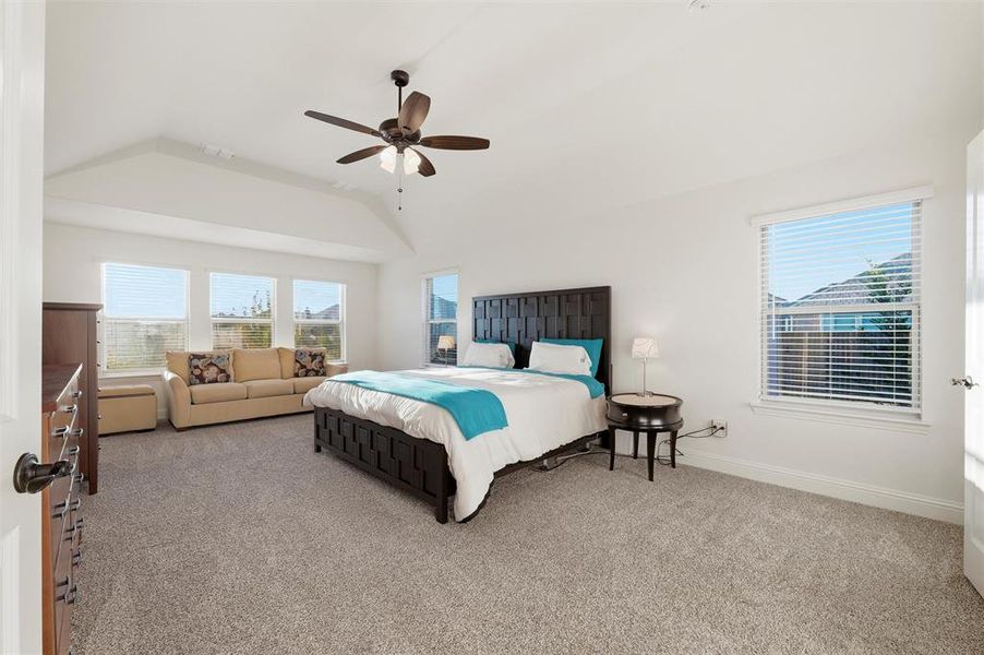 Primary bedroom is very large with room for sitting area overlooking the back yard Primary bedroom is very large with room for sitting area overlooking the back yard