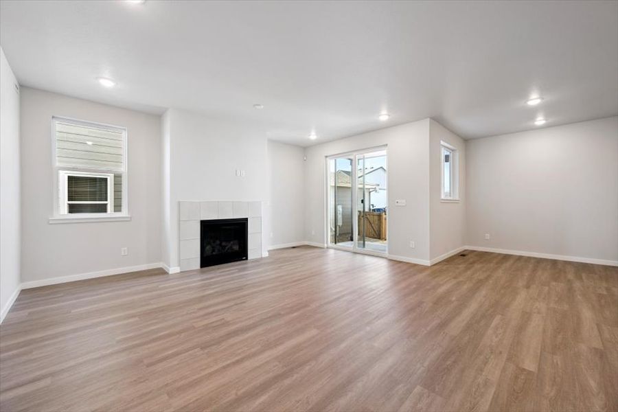 A large empty living room. A large empty living room.