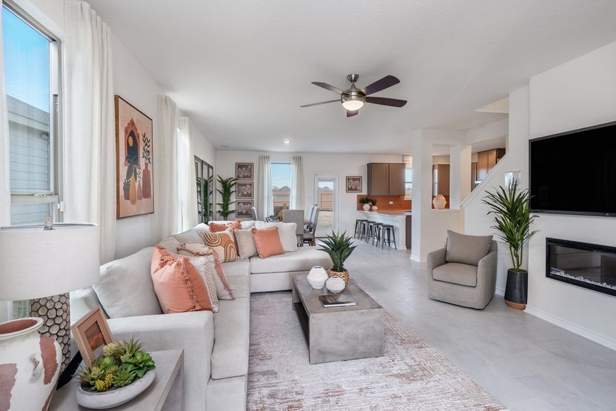 Representative furnished interior of a home built from the Plan 2088 by KB Home in The Granary - Heritage Collection, San Antonio (Image 5). Representative furnished interior of a home built from the Plan 2088 by KB Home in The Granary - Heritage Collection, San Antonio (Image 5).