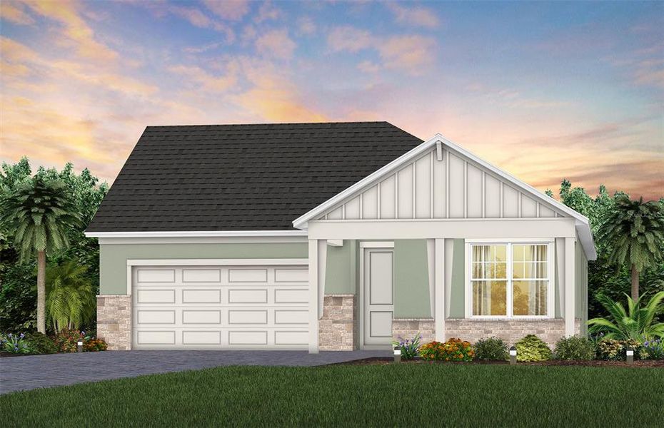 Front exterior of a new home in Parkside Trails, Clermont, FL, highlighting curb appeal (Image 1). Front exterior of a new home in Parkside Trails, Clermont, FL, highlighting curb appeal (Image 1).