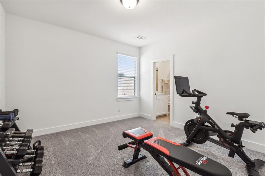 Guest Bedroom feat. exercise equipment