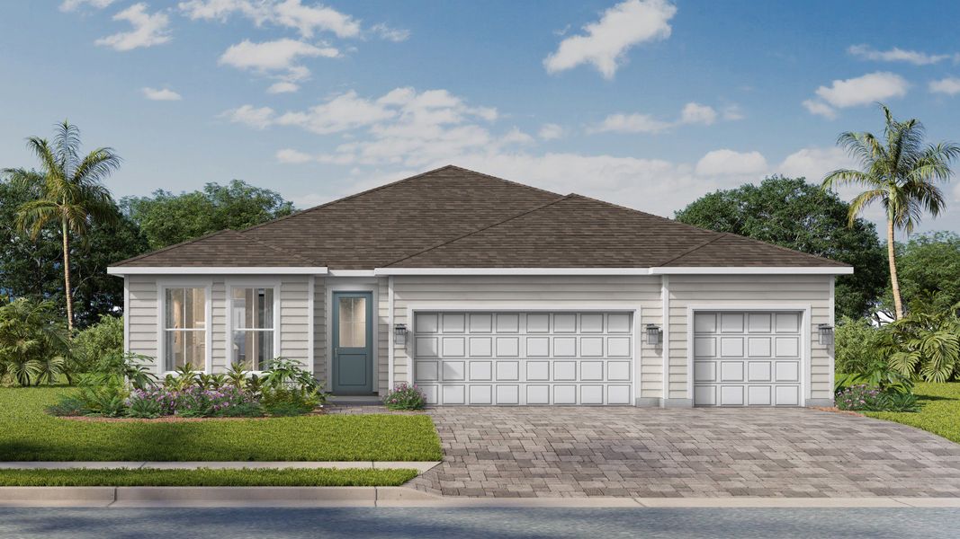 Representative exterior photo of a completed home built from the Marigold by DRB Homes in Ardisia Park, New Smyrna Beach, FL (Image 21).