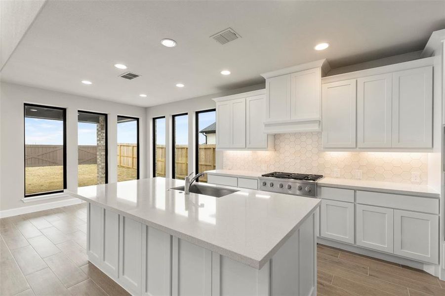 Gorgeous Backsplash and Plenty of Cabinet Storage