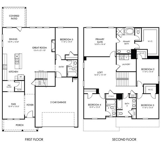 2D floor plan layout for the Johnson by Meritage Homes in Harmony Manor, Fairburn, GA (Image 3).