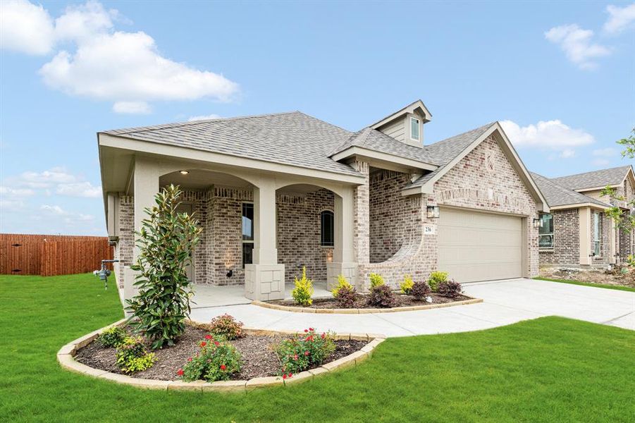 Front exterior of a new home in Sunset Ridge, Alvarado, TX, highlighting curb appeal (Image 21). Front exterior of a new home in Sunset Ridge, Alvarado, TX, highlighting curb appeal (Image 21).