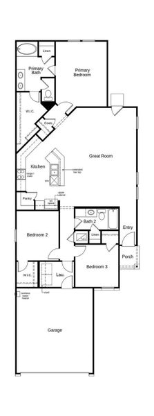 This floor plan features 3 bedrooms, 2 full baths and over 1,500 square feet of living space.