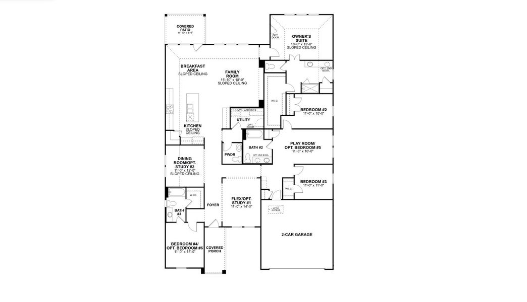 2D floor plan layout for the Highlander Dc by M/I Homes in Berryknoll, Montgomery, TX (Image 3).