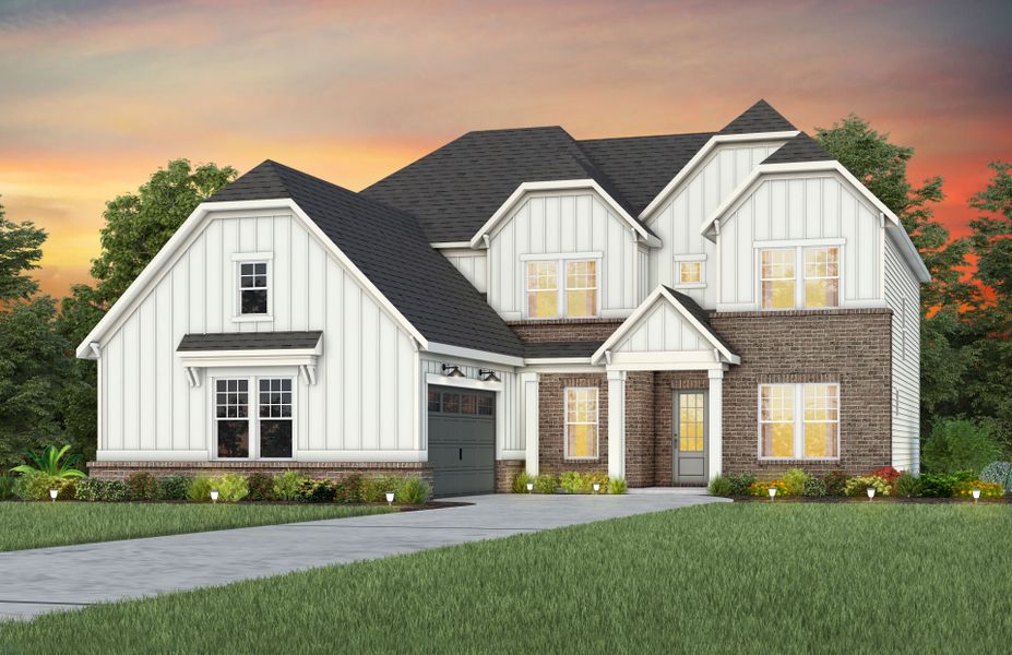 Representative exterior photo of a completed home built from the Harrington by Pulte Homes in The Retreat at Carolina Ridge, Harrisburg, NC (Image 7).