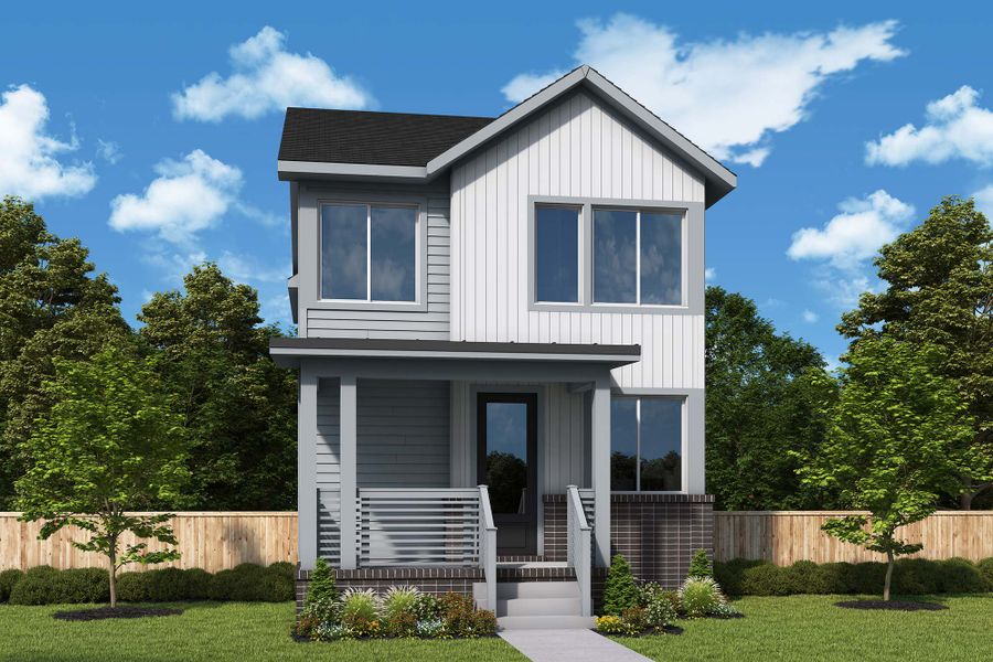 Representative exterior photo of a completed home built from the The Brockway by David Weekley Homes in NoVi Chatham Park - The Mews Collection, Pittsboro, NC (Image 2). Representative exterior photo of a completed home built from the The Brockway by David Weekley Homes in NoVi Chatham Park - The Mews Collection, Pittsboro, NC (Image 2).