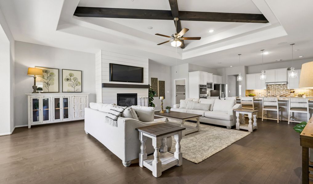 Cozy fireplace in great room