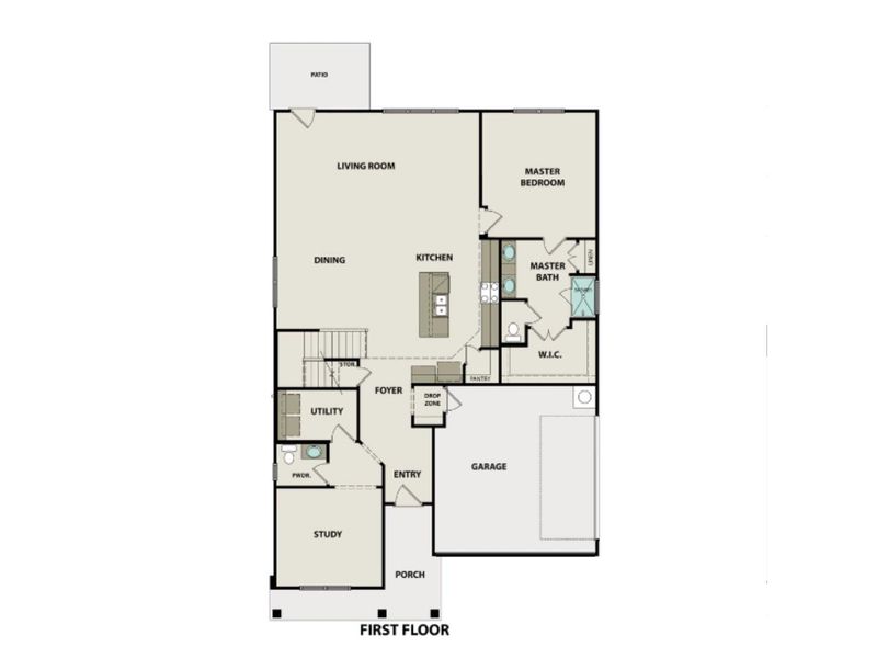 2D floor plan layout for the The Ridgeport B Side-Entry by Davidson Homes LLC in Calista Farms, White House, TN (Image 2).