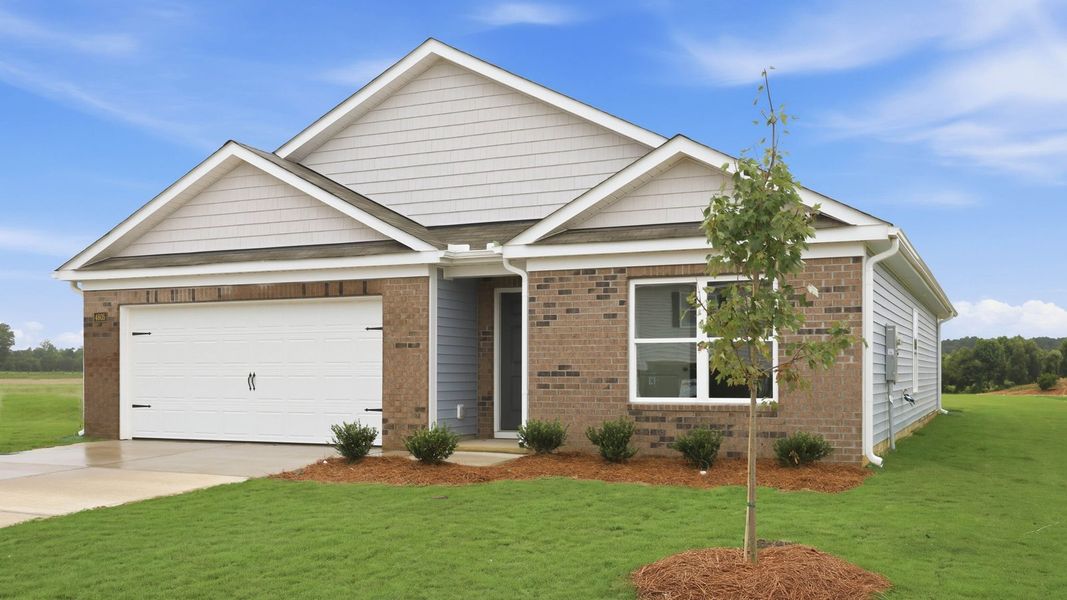 Front exterior of a new home in Bynum Farms, Farmville, NC, highlighting curb appeal (Image 25).