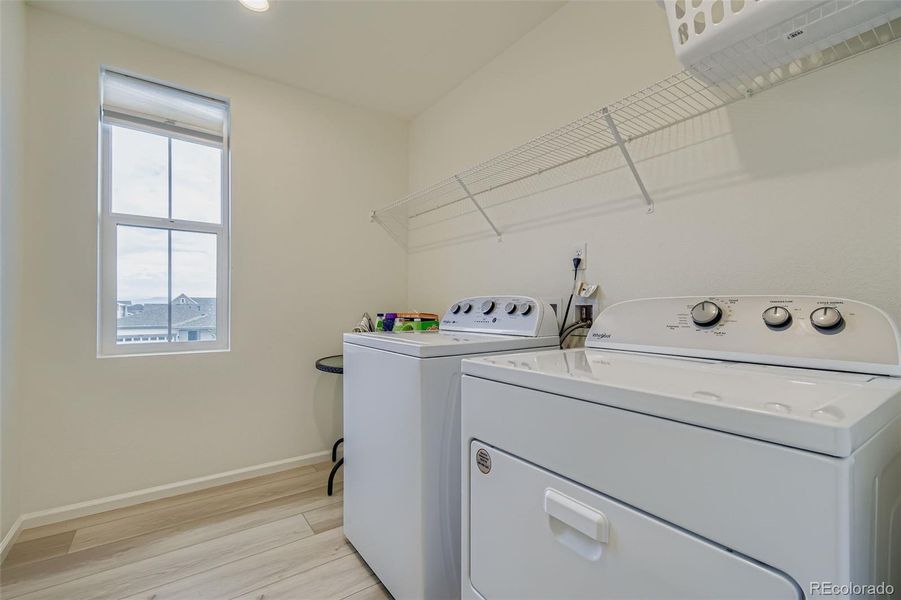 Laundry room is located upstairs