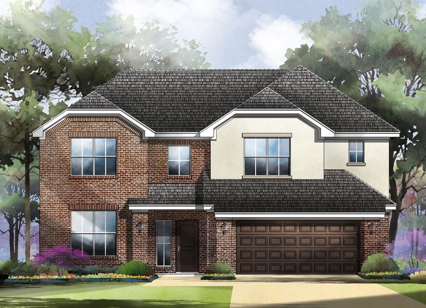 Castell Floor Plan in Parmer Ranch 60', Georgetown | Sitterle Homes Elevation D Castell Floor Plan in Parmer Ranch 60', Georgetown | Sitterle Homes Elevation D