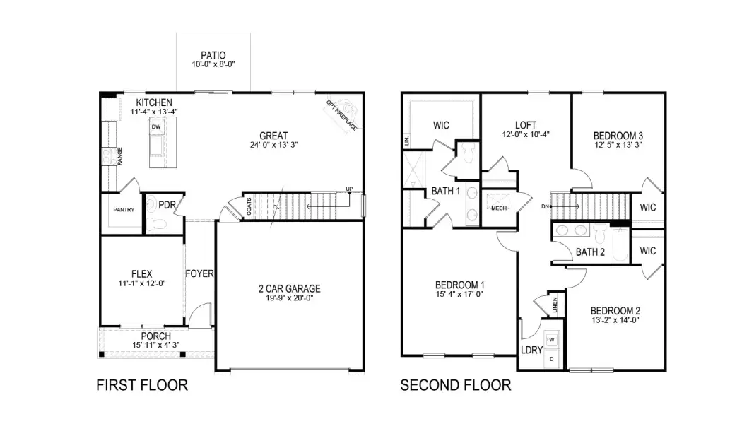 2D floor plan layout for the Penwell by D.R. Horton in Reina Vista, Loudon, TN (Image 3). 2D floor plan layout for the Penwell by D.R. Horton in Reina Vista, Loudon, TN (Image 3).