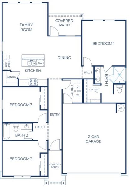 2D floor plan layout of this home in Three Creeks, Belton, TX (Image 3).