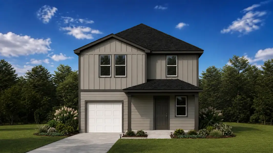 Front exterior of a new home in Williford Estates, Lumberton, TX, highlighting curb appeal (Image 2). Front exterior of a new home in Williford Estates, Lumberton, TX, highlighting curb appeal (Image 2).