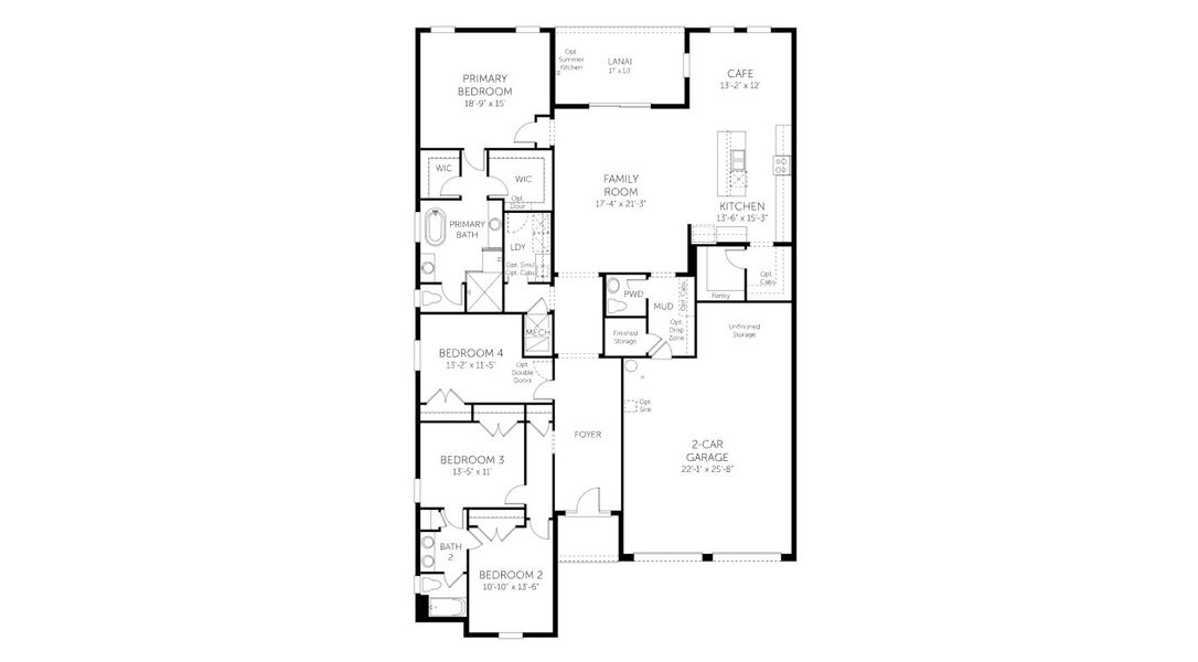 2D floor plan layout for the Tidewater - 60' Homesites by Dream Finders Homes in Hamlin Meadows, Winter Garden, FL (Image 3). 2D floor plan layout for the Tidewater - 60' Homesites by Dream Finders Homes in Hamlin Meadows, Winter Garden, FL (Image 3).