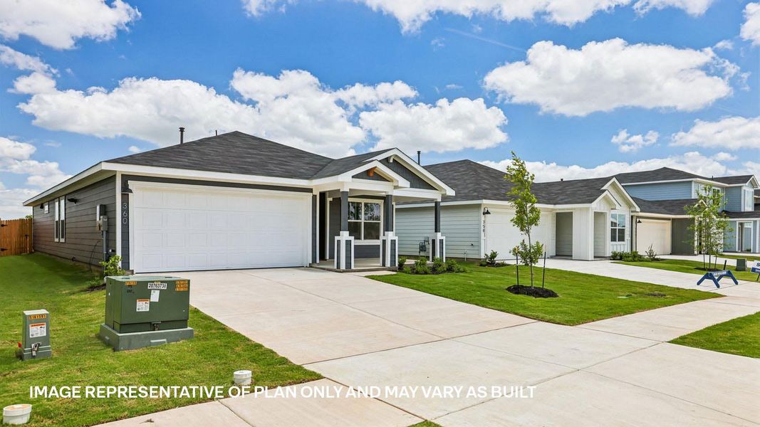 Representative exterior photo of a completed home built from the The Dalton by D.R. Horton in Valverde, Bastrop, TX (Image 21).