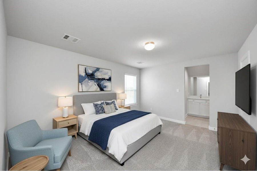 Virtually Staged - Secondary Bedroom. Sample photo of completed home with similar floor plan. Actual colors and selections may vary. Virtually Staged - Secondary Bedroom. Sample photo of completed home with similar floor plan. Actual colors and selections may vary.
