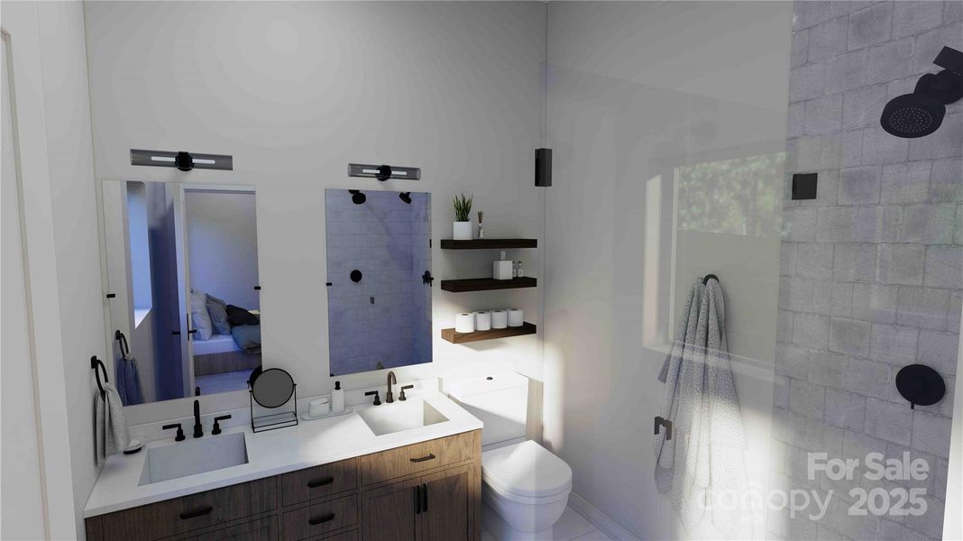 Main level bathroom rendering