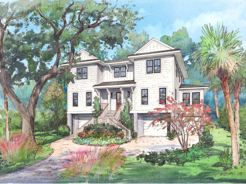 Exterior rendering of this home design in , Awendaw, SC (Image 4).