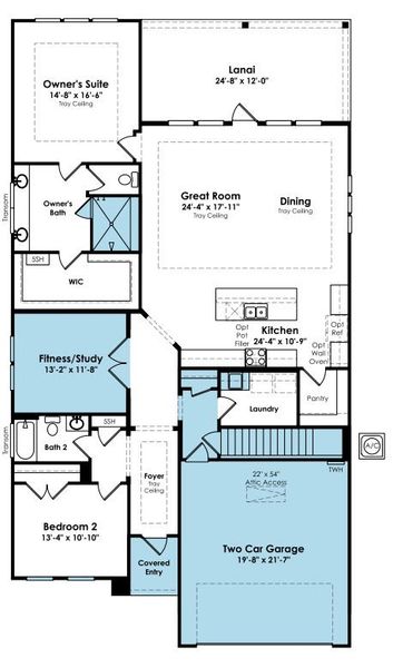 2D floor plan layout of this home in Cresswind at Spring Haven, Newnan, GA (Image 4).